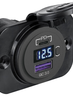 PRESA DI CORRENTE DOPPIA VOLTIMETRO E USB